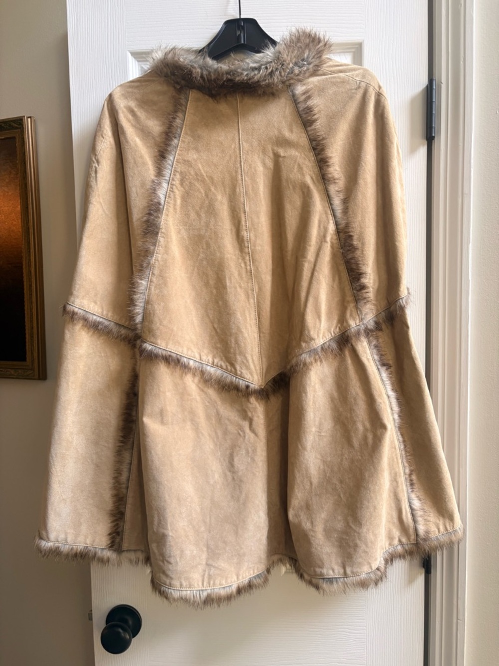 Newport News Tan Suede Coat with Leopard Print Lining - Picture 2 of 2